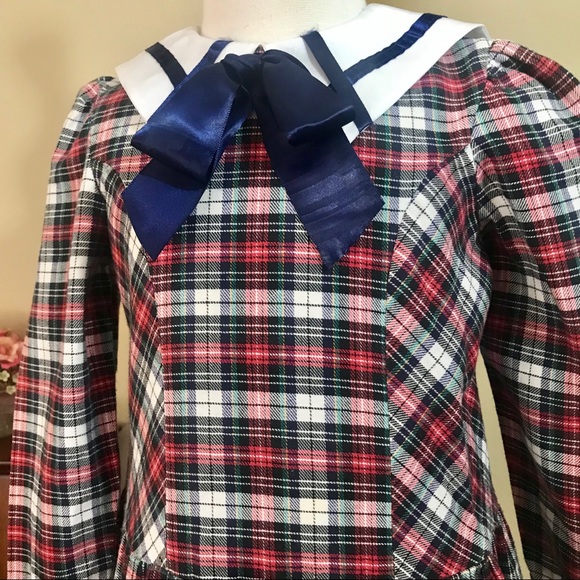 Vintage Rare Editions Plaid Drop Waist 3/4 T Dress - Picture 5 of 7